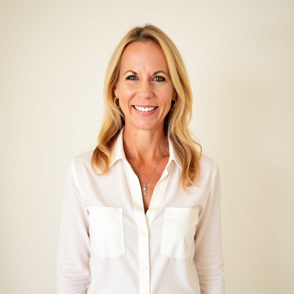 Headshot of Coach Summer in a white button up shirt. 